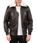 Airin Brown Leather Bomber Jacket - Image 6