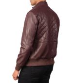 Moda Maroon Leather Bomber Jacket - Image 3
