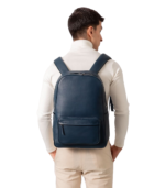 The Philos Midnight Blue Leather Backpack - Image 2