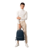The Philos Midnight Blue Leather Backpack - Image 4