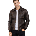 Aaron Brown Leather Bomber Jacket