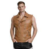 Men Camel Brown Western Style Vest