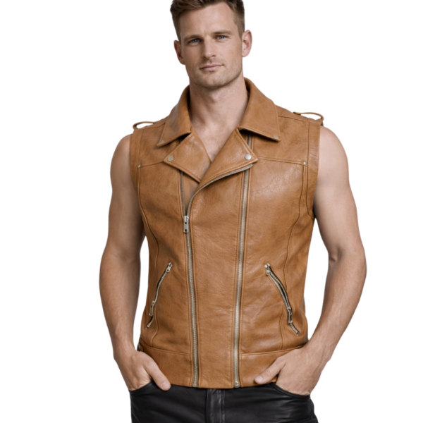 Men's Camel Brown Western-Style Vest - Halfdan