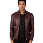 Moda Maroon Leather Bomber Jacket
