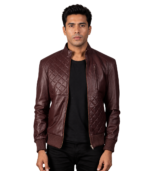 Moda Maroon Leather Bomber Jacket