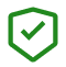 Green shield icon with a white checkmark inside