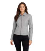 Vixen Grey Classic Collar Leather Jacket - Image 5