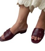 Zagreb - Maroon Leather Slides - Image 3