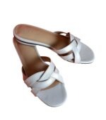 Capri - White Leather Slides - Image 2