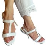 Tahiti - White Leather Flat Sandal - Image 2