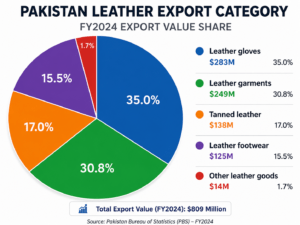 Pakistan Leather Export Categories, FY2024 Pie Chart