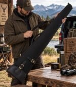 Black Leather Clay Shotgun Case – Padded Sporting Sleeve - Image 4