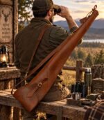 Slim-Fit Leather Shotgun Case with Brass Hardware – Hunting Sleeve - Image 4