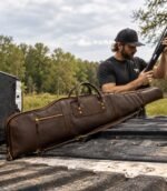 Classic Brown Leather Rifle Case – Handcrafted Padded Sleeve - Image 5