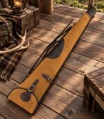 Distressed Brown Leather Rifle Case with Solid Brass Hardware - Image 5