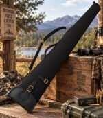Black Leather Clay Shotgun Case – Padded Sporting Sleeve - Image 5
