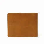 Brown leather bifold wallet with visible stitching