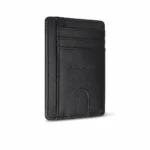 Black leather cardholder with multiple slots