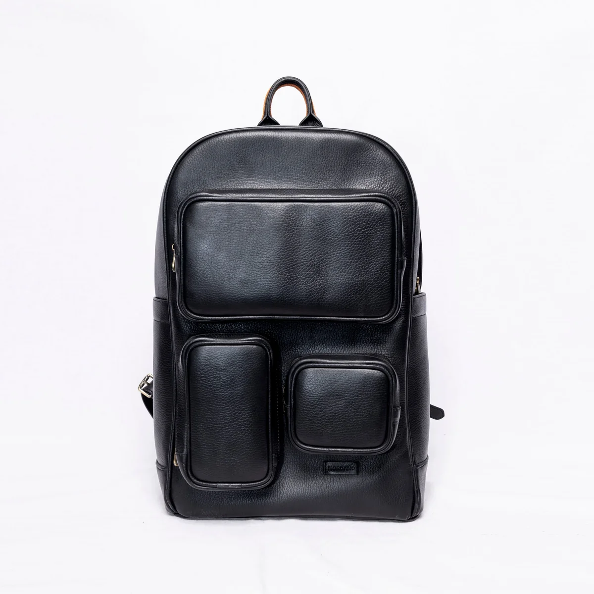 98 Black leather backpack with multiple front pockets