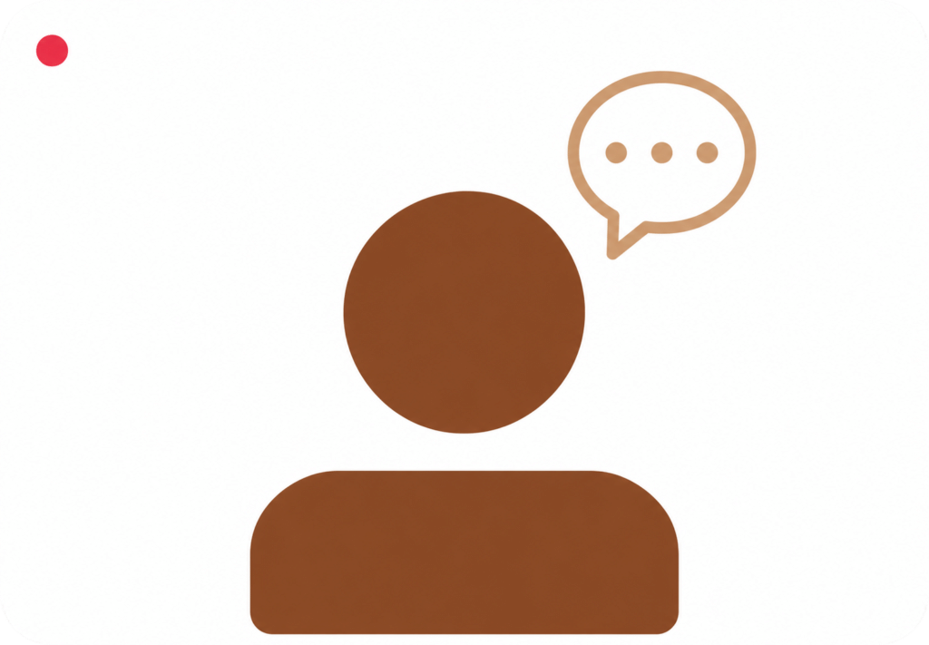 User icon with speech bubble indicating thought or message