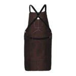 Brown leather welding apron with adjustable straps and buckles